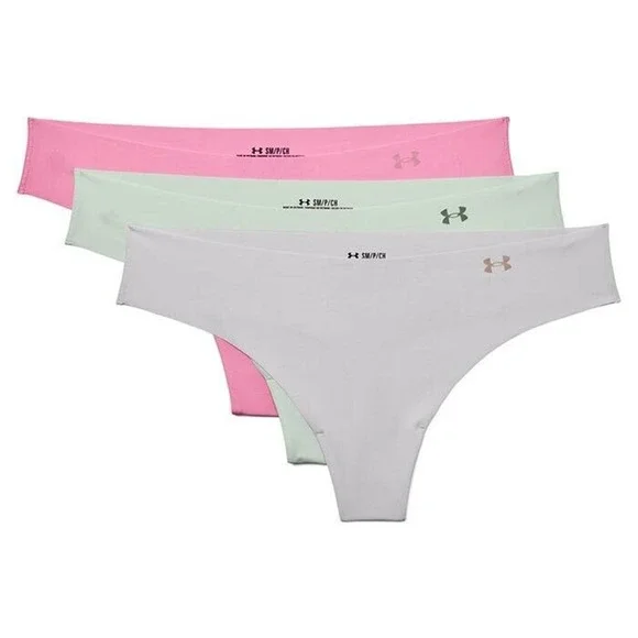 Under Armour Pure Stretch Thong Underwear for Ladies 3-Pack  Green/Pink/Nude XL